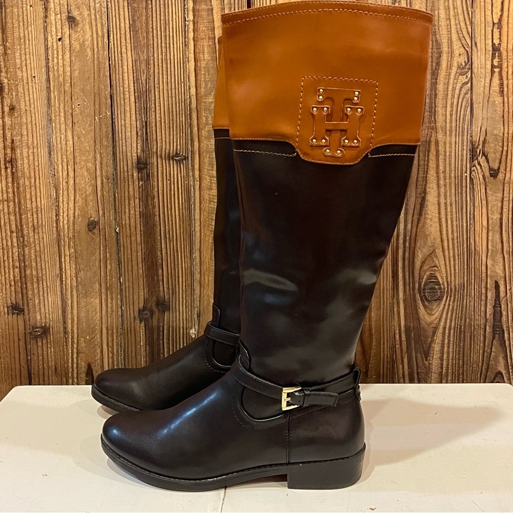Tommy Hilfiger TW DREA2 Women's Black Brown Boots Size 6.5 NWOB